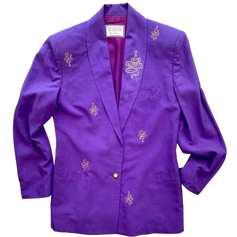 Reworked Versus by Versace Pure Silk Jacket (Purple with Snake Motifs)