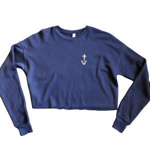 Cropped Blue Sweatshirt with Anchor Motif