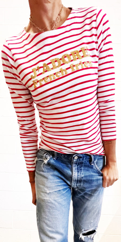 J’ADORE french fries stripe tee