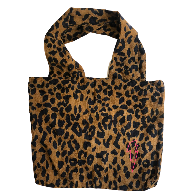 leopard print bag with lightning bolt