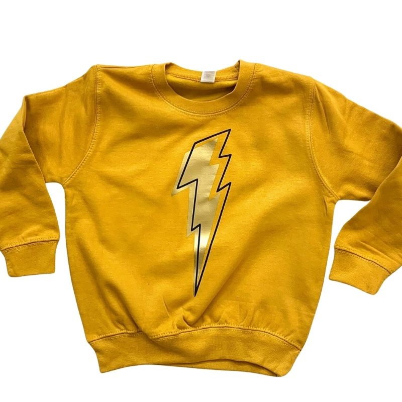 Kids Sweatshirt in Mustard (choice of 2 bolt colourways)