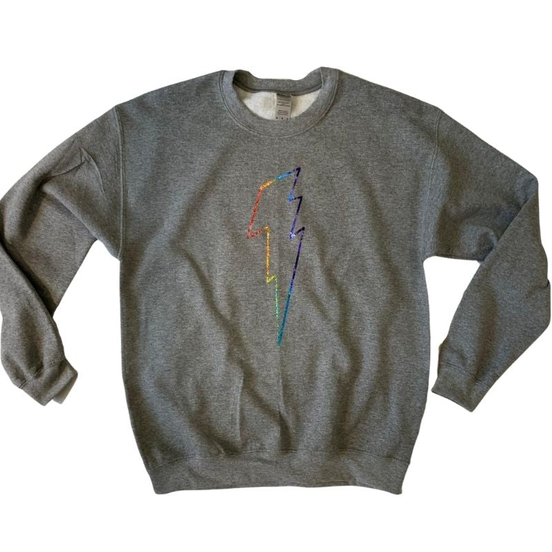 Holographic Sparkle Rainbow Bolt Sweatshirt