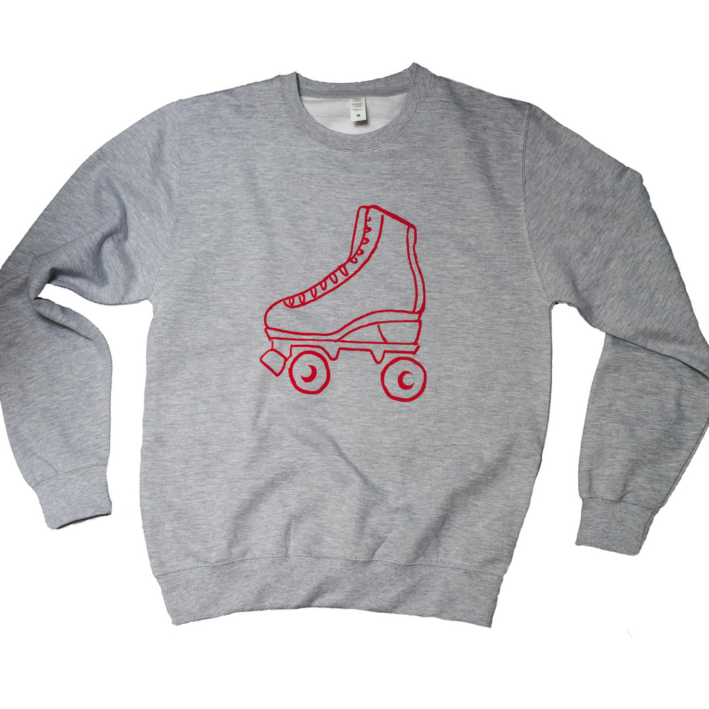 Grey retro rollerboot sweatshirt